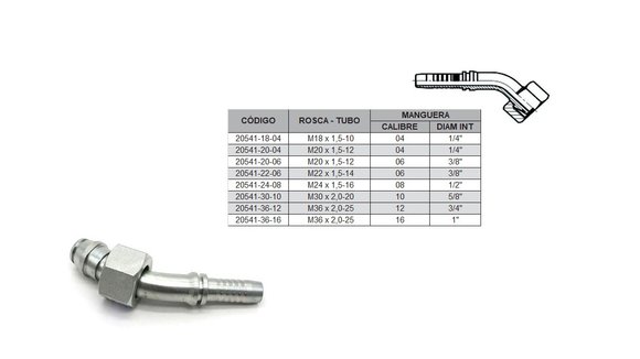 Imagen de HEMBRA CURVO 45° M36 X 2,0-25 12 3/4'' DKO